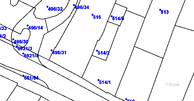 Parcela st. 514/2 v KÚ Boskovice, Katastrální mapa