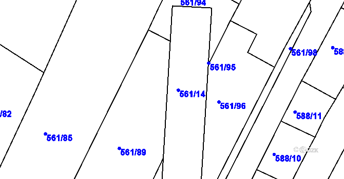 Parcela st. 561/15 v KÚ Boskovice, Katastrální mapa