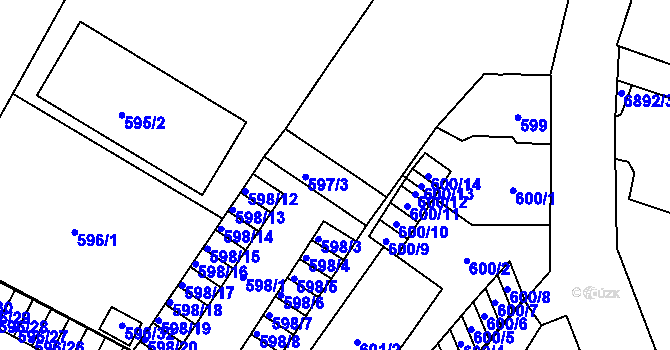 Parcela st. 597/2 v KÚ Boskovice, Katastrální mapa