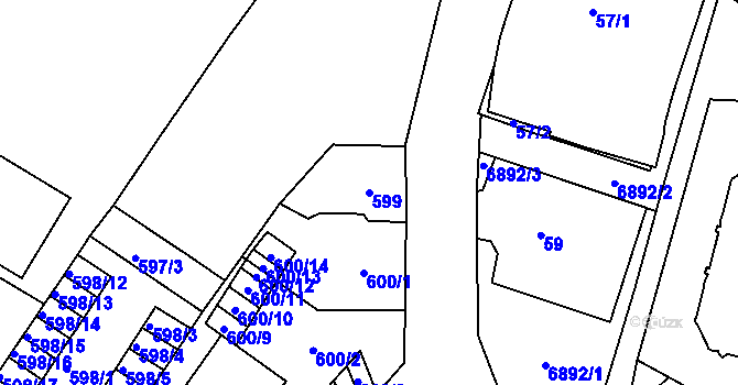 Parcela st. 599 v KÚ Boskovice, Katastrální mapa