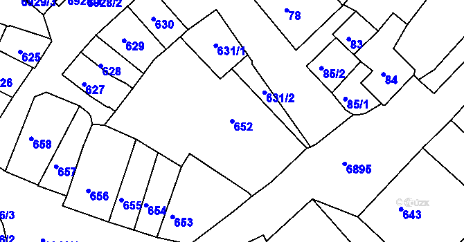 Parcela st. 652 v KÚ Boskovice, Katastrální mapa