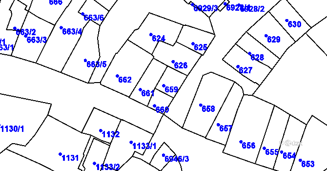 Parcela st. 659 v KÚ Boskovice, Katastrální mapa
