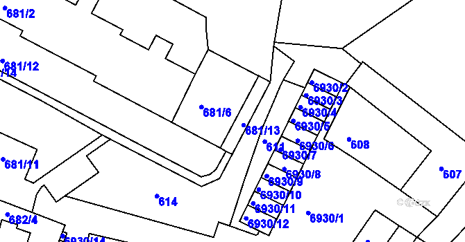 Parcela st. 681/10 v KÚ Boskovice, Katastrální mapa