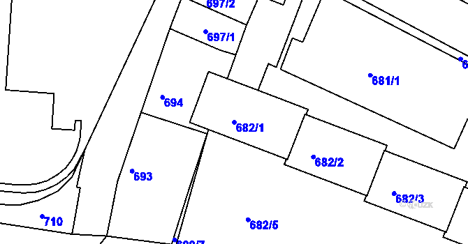 Parcela st. 682/1 v KÚ Boskovice, Katastrální mapa