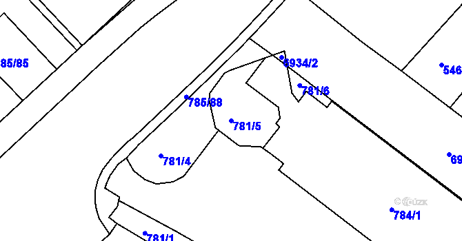 Parcela st. 781/5 v KÚ Boskovice, Katastrální mapa