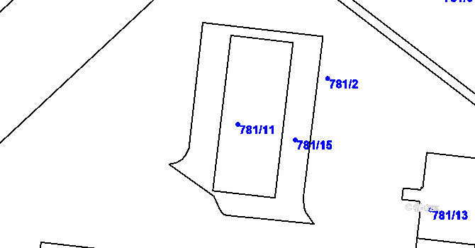 Parcela st. 781/11 v KÚ Boskovice, Katastrální mapa