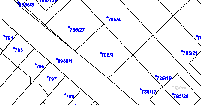 Parcela st. 785/3 v KÚ Boskovice, Katastrální mapa