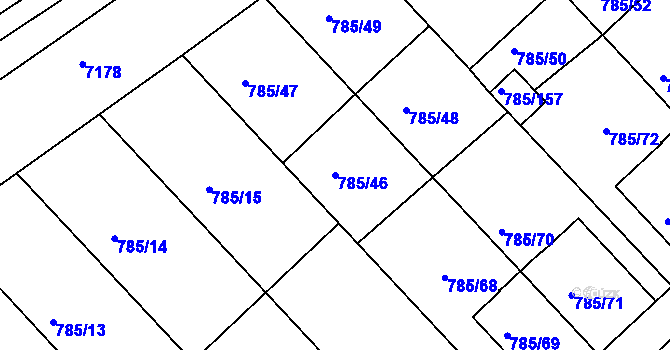Parcela st. 785/46 v KÚ Boskovice, Katastrální mapa