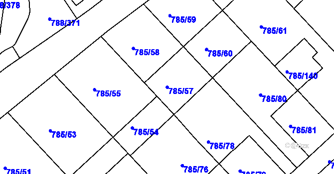 Parcela st. 785/57 v KÚ Boskovice, Katastrální mapa
