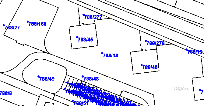 Parcela st. 788/18 v KÚ Boskovice, Katastrální mapa
