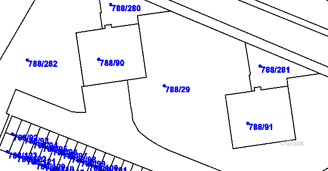 Parcela st. 788/29 v KÚ Boskovice, Katastrální mapa