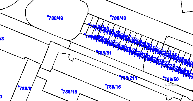 Parcela st. 788/51 v KÚ Boskovice, Katastrální mapa