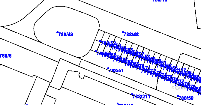 Parcela st. 788/65 v KÚ Boskovice, Katastrální mapa