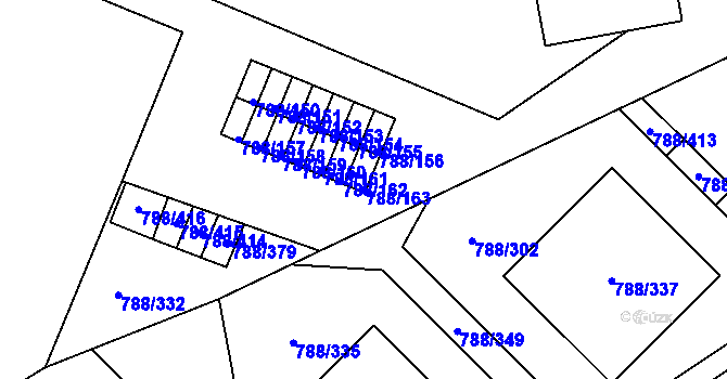 Parcela st. 788/163 v KÚ Boskovice, Katastrální mapa