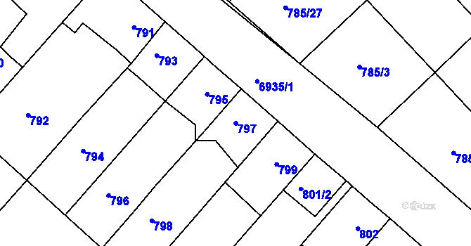 Parcela st. 797 v KÚ Boskovice, Katastrální mapa