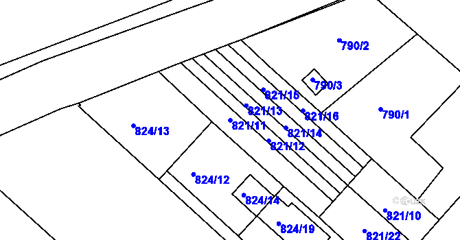 Parcela st. 821/11 v KÚ Boskovice, Katastrální mapa