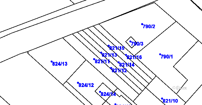 Parcela st. 821/13 v KÚ Boskovice, Katastrální mapa