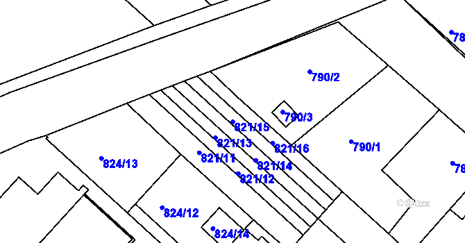 Parcela st. 821/15 v KÚ Boskovice, Katastrální mapa