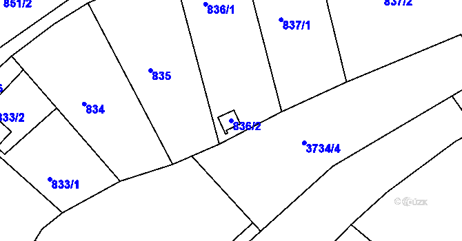 Parcela st. 836/2 v KÚ Boskovice, Katastrální mapa