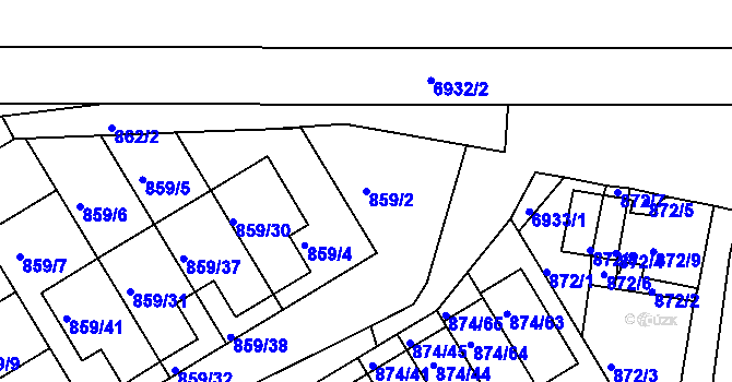 Parcela st. 859/2 v KÚ Boskovice, Katastrální mapa