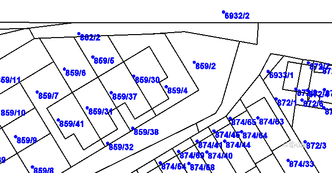 Parcela st. 859/4 v KÚ Boskovice, Katastrální mapa
