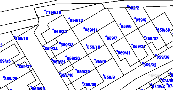 Parcela st. 859/10 v KÚ Boskovice, Katastrální mapa