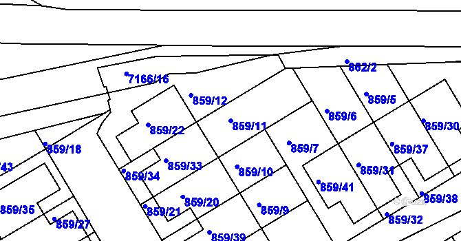 Parcela st. 859/11 v KÚ Boskovice, Katastrální mapa