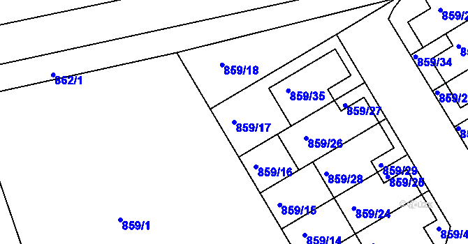Parcela st. 859/17 v KÚ Boskovice, Katastrální mapa
