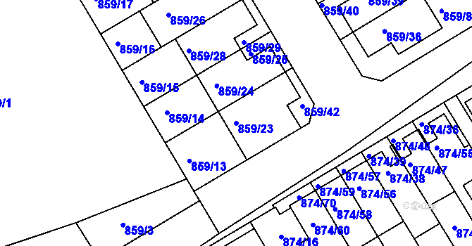 Parcela st. 859/23 v KÚ Boskovice, Katastrální mapa
