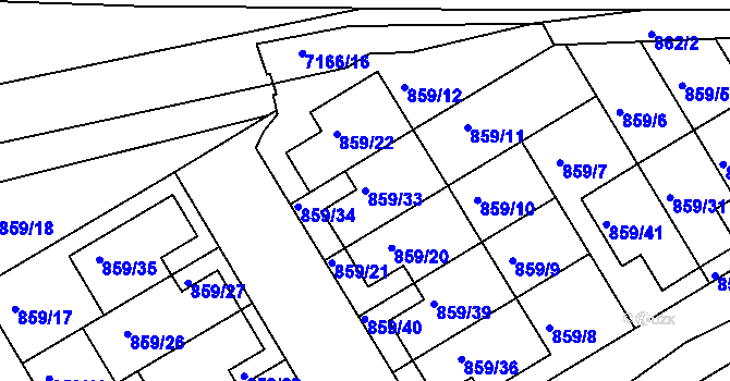 Parcela st. 859/33 v KÚ Boskovice, Katastrální mapa
