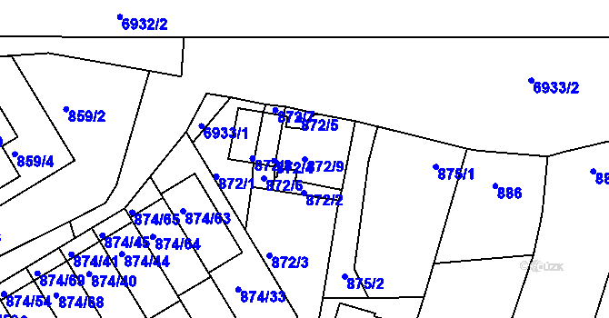 Parcela st. 872/9 v KÚ Boskovice, Katastrální mapa