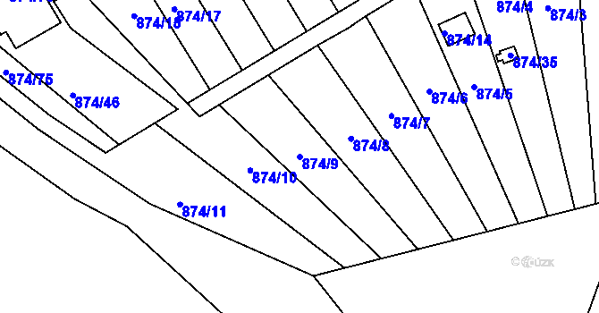 Parcela st. 874/9 v KÚ Boskovice, Katastrální mapa