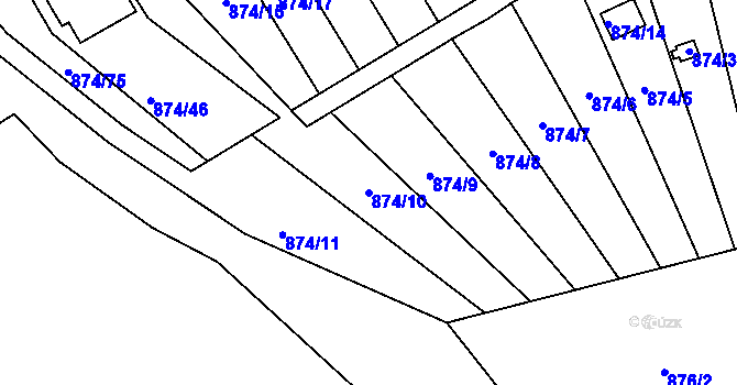 Parcela st. 874/10 v KÚ Boskovice, Katastrální mapa