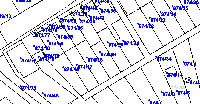 Parcela st. 874/19 v KÚ Boskovice, Katastrální mapa