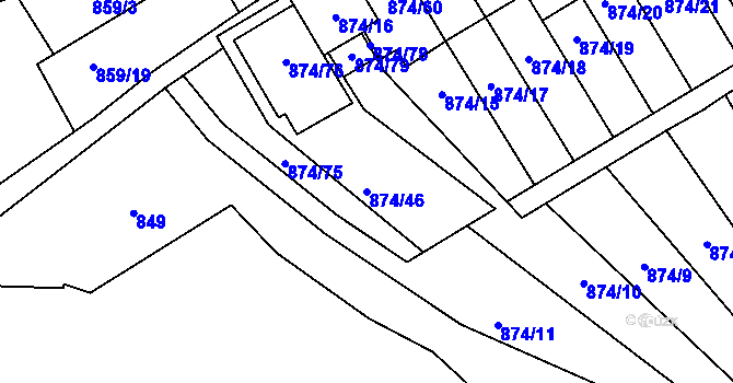 Parcela st. 874/46 v KÚ Boskovice, Katastrální mapa