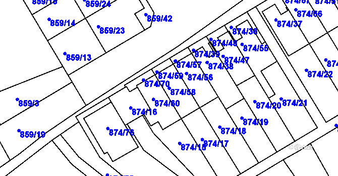 Parcela st. 874/58 v KÚ Boskovice, Katastrální mapa