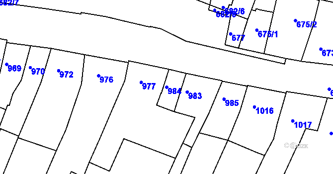 Parcela st. 984 v KÚ Boskovice, Katastrální mapa