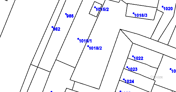 Parcela st. 1018/2 v KÚ Boskovice, Katastrální mapa