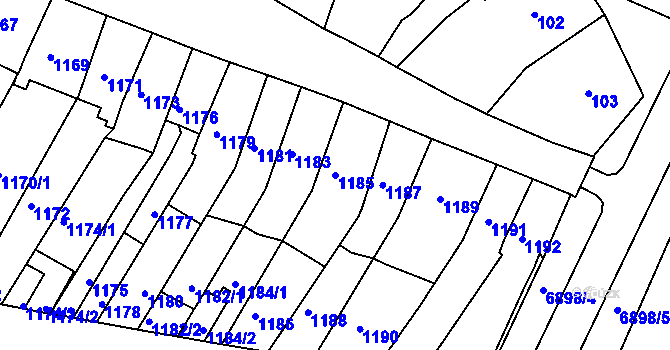 Parcela st. 1185 v KÚ Boskovice, Katastrální mapa