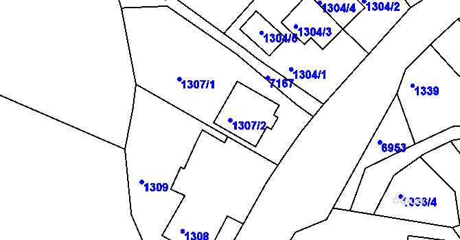 Parcela st. 1307/2 v KÚ Boskovice, Katastrální mapa