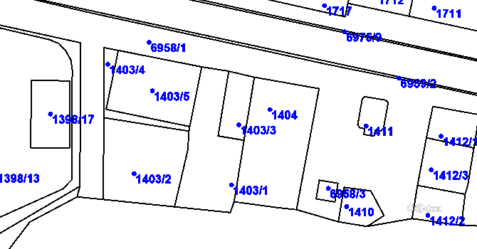 Parcela st. 1403/3 v KÚ Boskovice, Katastrální mapa