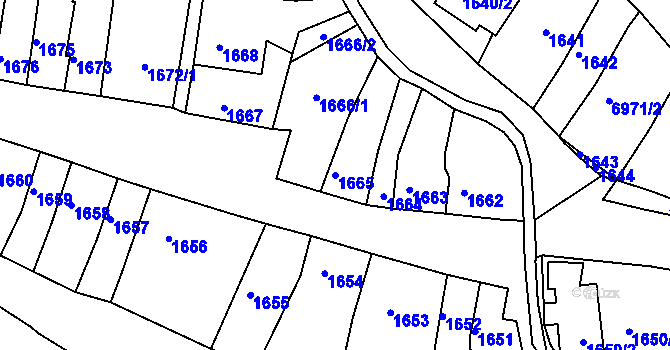 Parcela st. 1665 v KÚ Boskovice, Katastrální mapa