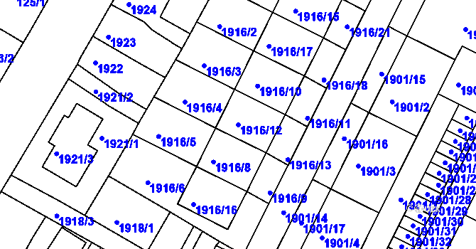 Parcela st. 1916/12 v KÚ Boskovice, Katastrální mapa