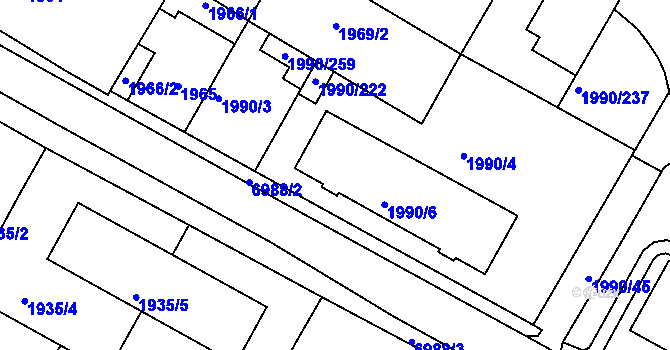 Parcela st. 1990/5 v KÚ Boskovice, Katastrální mapa