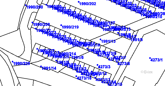 Parcela st. 1990/218 v KÚ Boskovice, Katastrální mapa
