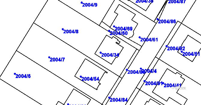 Parcela st. 2004/34 v KÚ Boskovice, Katastrální mapa