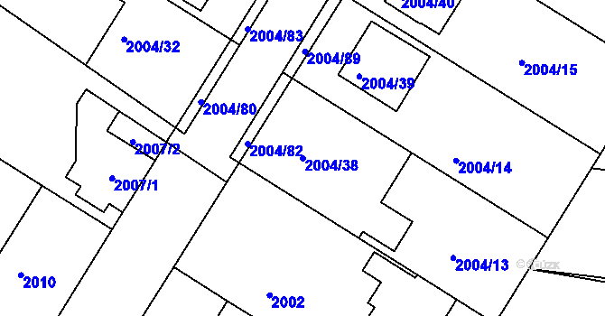 Parcela st. 2004/38 v KÚ Boskovice, Katastrální mapa
