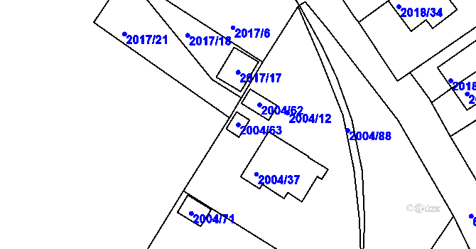 Parcela st. 2004/63 v KÚ Boskovice, Katastrální mapa