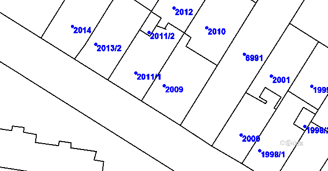 Parcela st. 2009 v KÚ Boskovice, Katastrální mapa