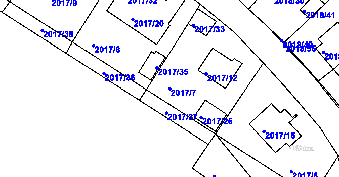 Parcela st. 2017/7 v KÚ Boskovice, Katastrální mapa